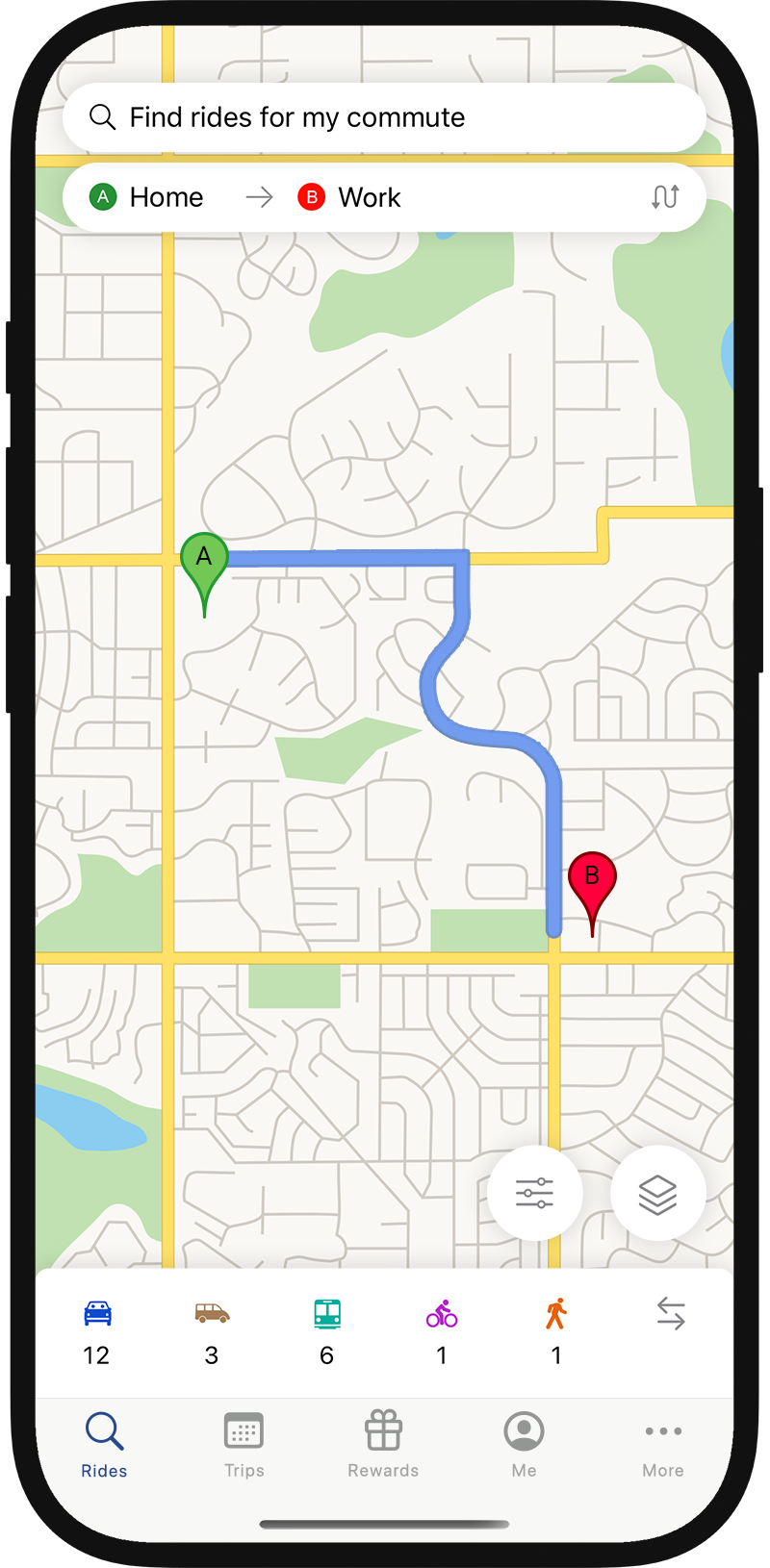 Find Rides App Screenshot
